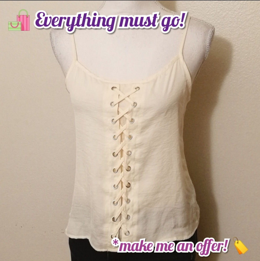 💖Pretty Cream Coloured Lace Front Tank Top